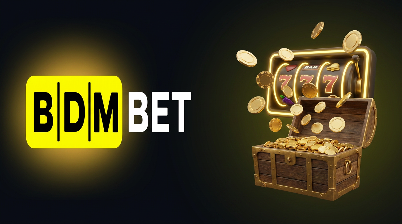Bonus de bienvenue BDMBet : coffre rempli de pièces d'or et rouleaux de machine à sous